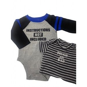 3-6M No Instructions Included & Tough Dad Boys Onesie Bundle